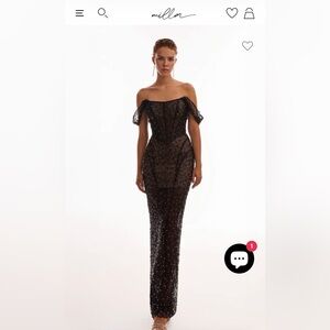 It’s Milla Striking black sequined fitted maxi dress, Midnight Walk Size XS